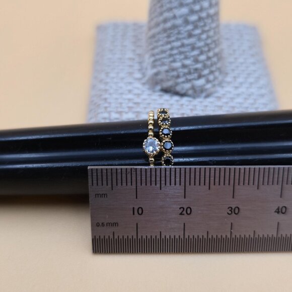 Size 7 Gold Over Sterling Silver Topaz With Onyx Gem Accents Ring A5471 - Picture 8 of 9